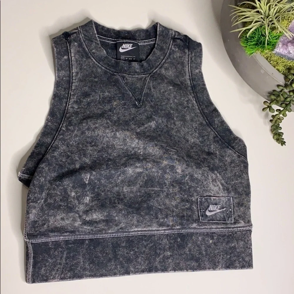 Nike Stand Out Sleeveless crop top distressed faded black street style top large